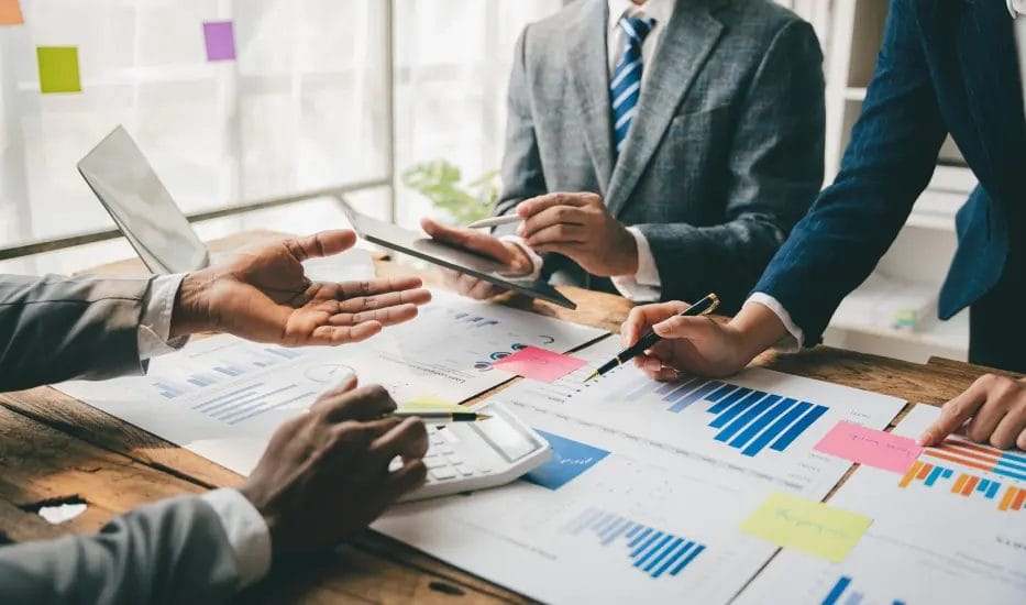A group of people planning their taxes